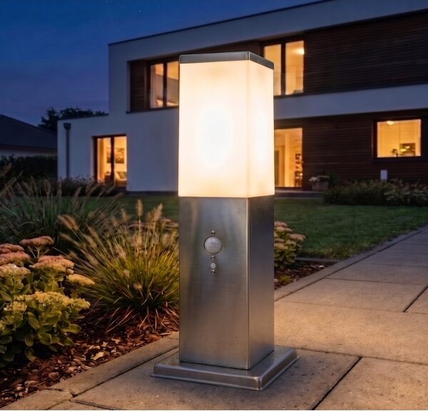 Brilagi - Lampă de exterior cu senzor NOVA 1xE27/15W/230V, 40 cm, IP44, crom mat