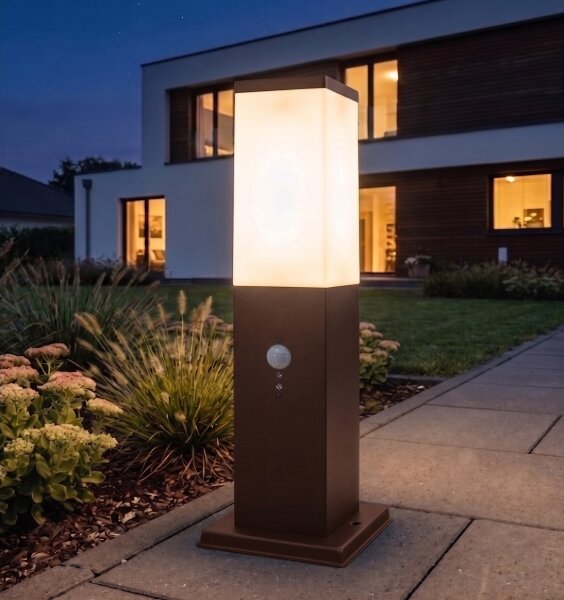 Brilagi - Lampă de exterior cu senzor NOVA 1xE27/15W/230V 40 cm IP44 maro