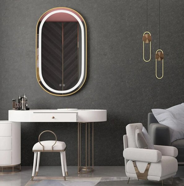 Oglindă LED OLL 60x90 cm Brush Gold