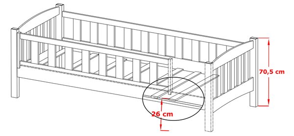Pat pentru copii 90 x 200 cm Gussie (cu somieră și sp. depozitare) (Alb). 1012917