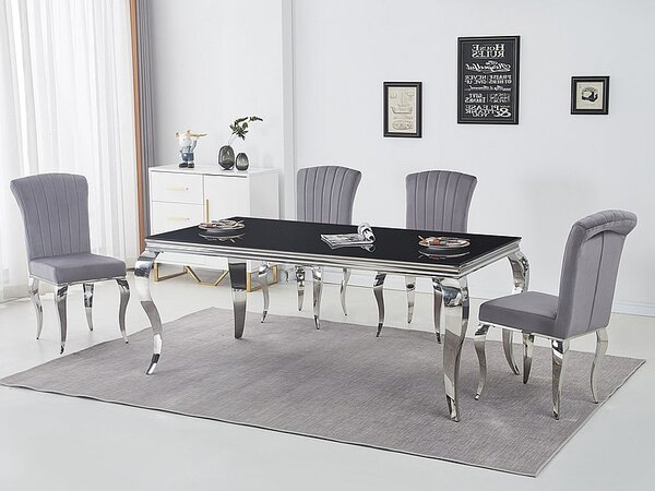 Masă de sufragerie 150 cm Pria (negru + crom) (pentru 4 până la 6 persoane). Promo -6%. 1050746