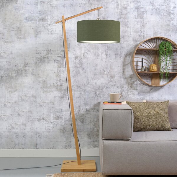 Good & Mojo GOOD MOJO Andes lampă de podea, verde/natur, Lemn, Camera de zi / sufragerie, Bamboo, Design