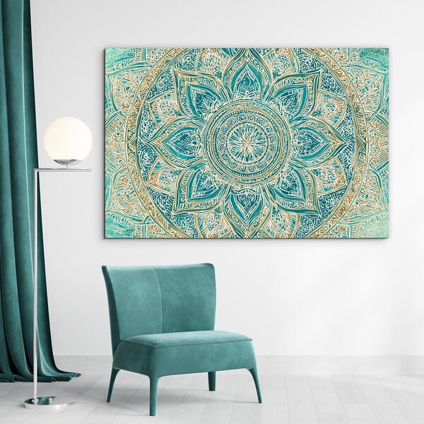 DUBLEZ | Mandala turcoaz de perete - Puritate | Imprimare UV premium