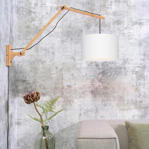 Good & Mojo GOOD MOJO Andes lampă de perete reglabilă alb Ø32cm, Lemn, Camera de zi / sufragerie, Bamboo, Design