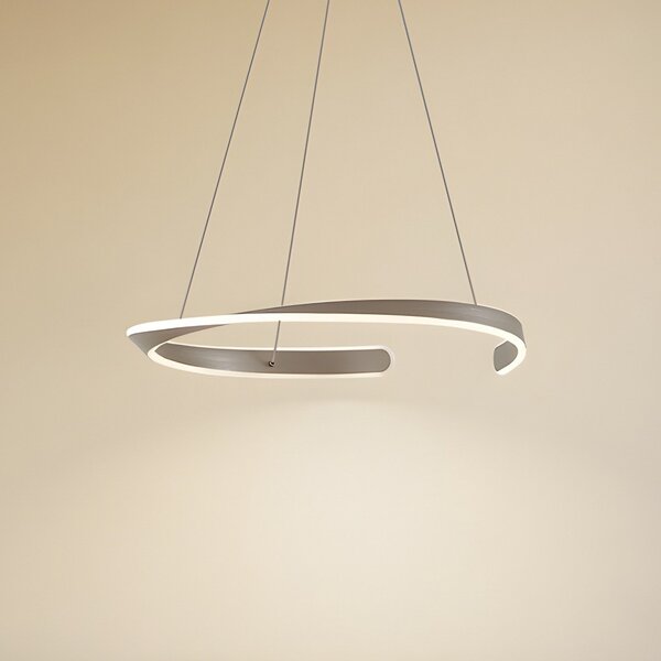 Lucande Lampă suspendată LED Eloura, argintiu, Ø58cm, metal, CCT, Metalic, Camera de zi / sufragerie, Metal, Modern