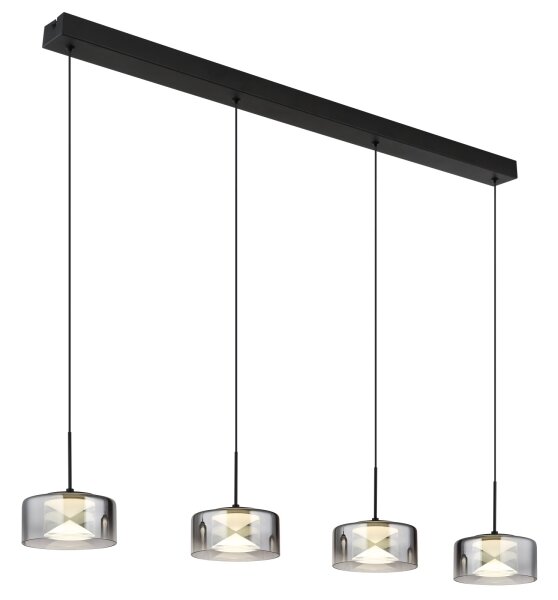 Globo 16024-4 - candelabru LED suspendat pe cablu BELINDA LED/24W/230V negru/fumuriu