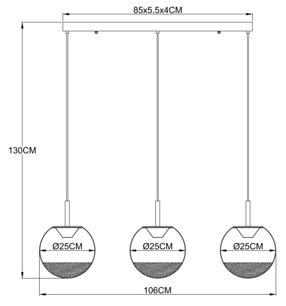 Globo 16057-3H - Lampă suspendată pe cablu SEVERIN LED/20W/230V