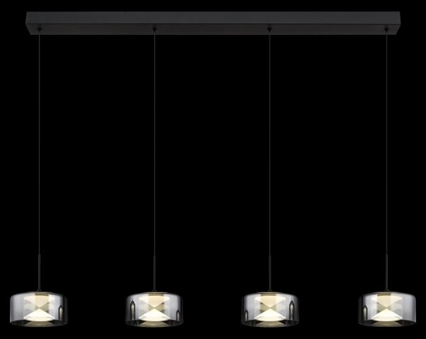 Globo 16024-4 - candelabru LED suspendat pe cablu BELINDA LED/24W/230V negru/fumuriu