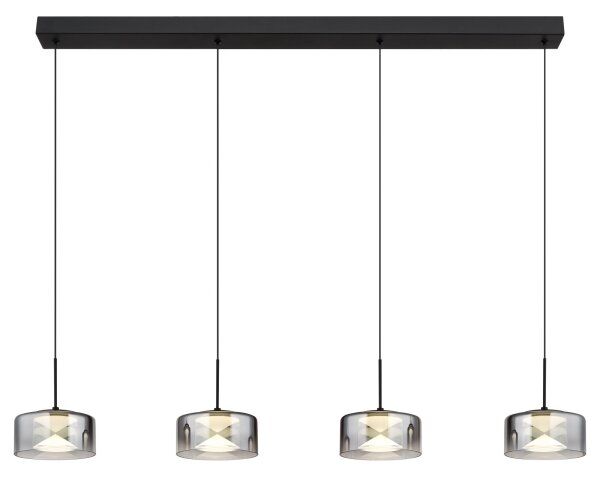 Globo 16024-4 - candelabru LED suspendat pe cablu BELINDA LED/24W/230V negru/fumuriu