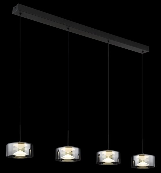 Globo 16024-4 - candelabru LED suspendat pe cablu BELINDA LED/24W/230V negru/fumuriu