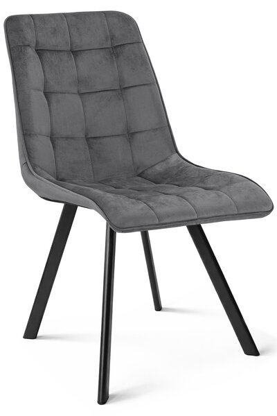 Scaun de sufragerie CIEZA VELVET cu picioare negre, gri inchis