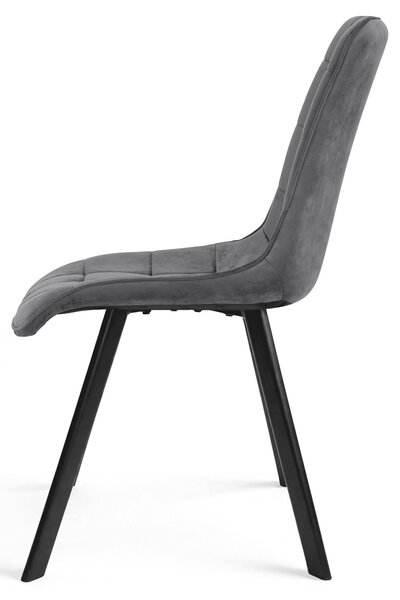 Scaun de sufragerie CIEZA VELVET cu picioare negre, gri inchis