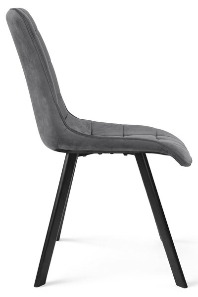 Scaun de sufragerie CIEZA VELVET cu picioare negre, gri inchis