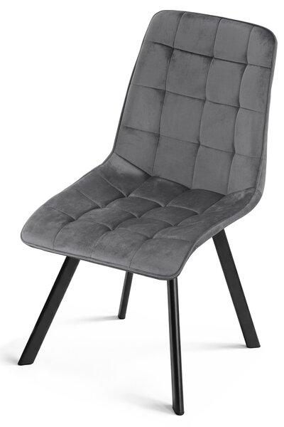 Scaun de sufragerie CIEZA VELVET cu picioare negre, gri inchis