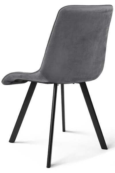 Scaun de sufragerie CIEZA VELVET cu picioare negre, gri inchis