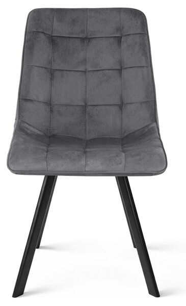 Scaun de sufragerie CIEZA VELVET cu picioare negre, gri inchis