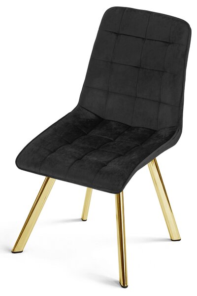 Scaun de masa CIEZA VELVET cu picioare aurii, negru
