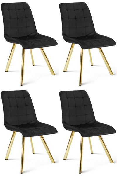 Scaun de masa CIEZA VELVET cu picioare aurii, negru