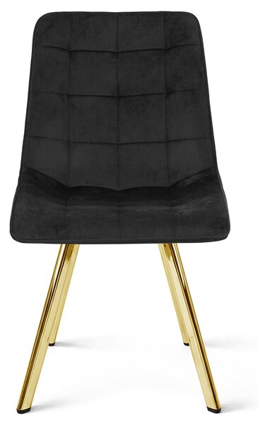 Scaun de masa CIEZA VELVET cu picioare aurii, negru