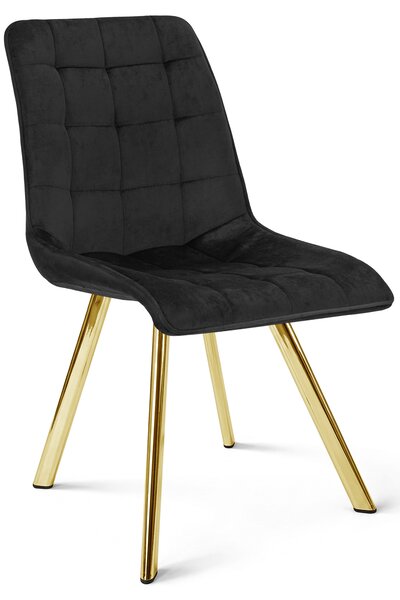 Scaun de masa CIEZA VELVET cu picioare aurii, negru
