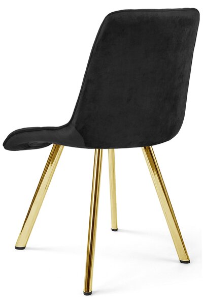 Scaun de masa CIEZA VELVET cu picioare aurii, negru