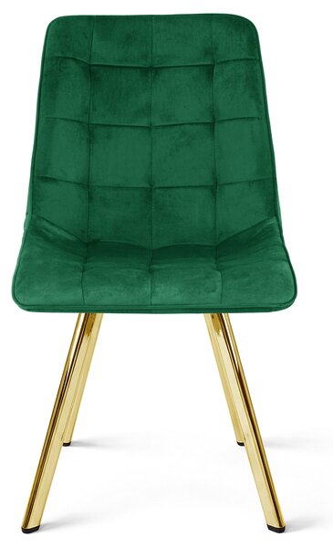 Scaun de dining CIEZA VELVET cu picioare aurii, verde