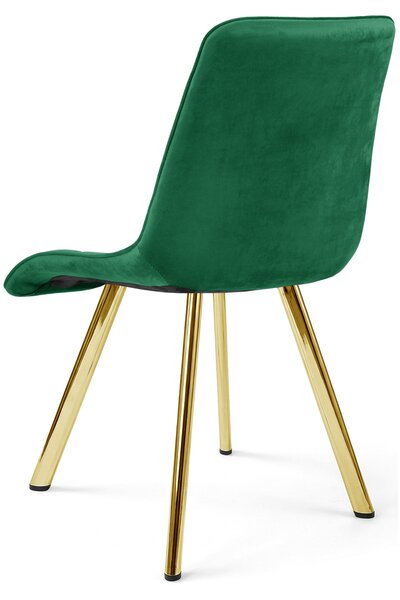 Scaun de dining CIEZA VELVET cu picioare aurii, verde