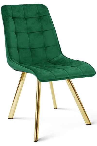 Scaun de dining CIEZA VELVET cu picioare aurii, verde