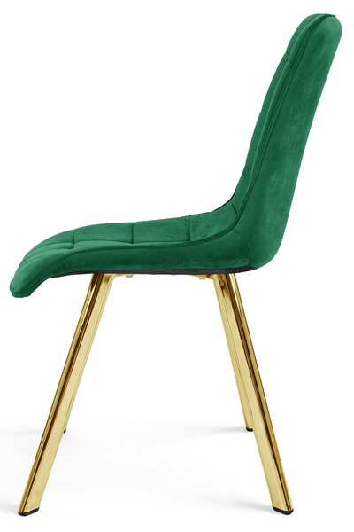 Scaun de dining CIEZA VELVET cu picioare aurii, verde