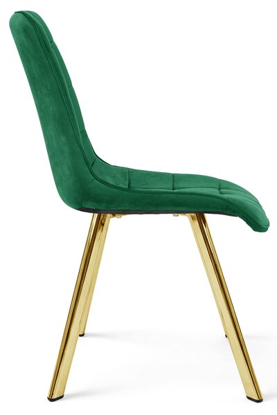 Scaun de dining CIEZA VELVET cu picioare aurii, verde