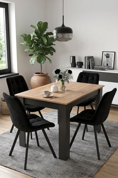 Scaun de masa SORIA VELVET cu picioare negre, neagra