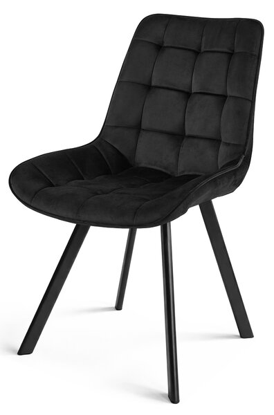 Scaun de masa SORIA VELVET cu picioare negre, neagra
