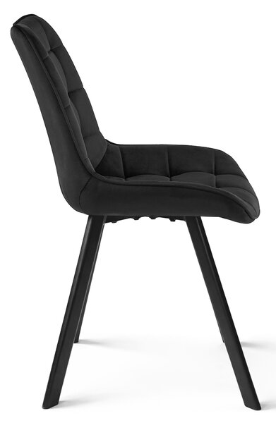 Scaun de masa SORIA VELVET cu picioare negre, neagra