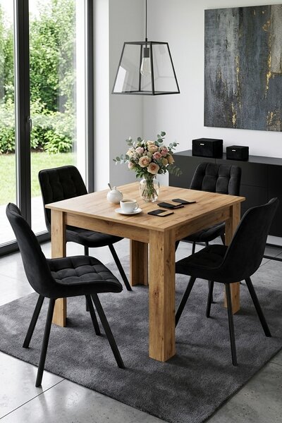 Scaun de masa SORIA VELVET cu picioare negre, neagra
