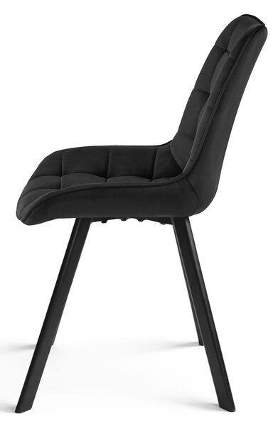 Scaun de masa SORIA VELVET cu picioare negre, neagra