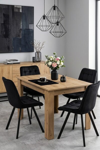 Scaun de masa SORIA VELVET cu picioare negre, neagra