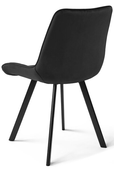 Scaun de masa SORIA VELVET cu picioare negre, neagra
