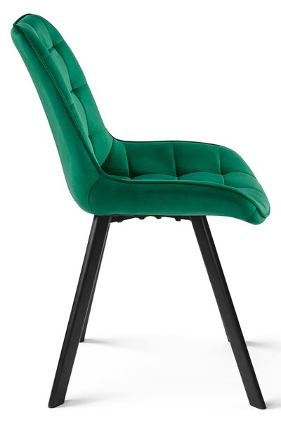 Scaun de masa SORIA VELVET cu picioare negre, verde