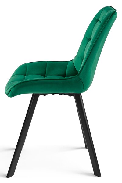 Scaun de masa SORIA VELVET cu picioare negre, verde