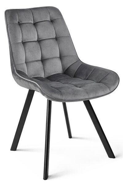 Scaun de masa SORIA VELVET cu picioare negre, gri inchis