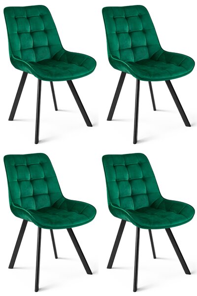 Scaun de masa SORIA VELVET cu picioare negre, verde