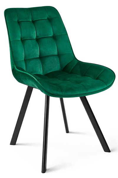 Scaun de masa SORIA VELVET cu picioare negre, verde