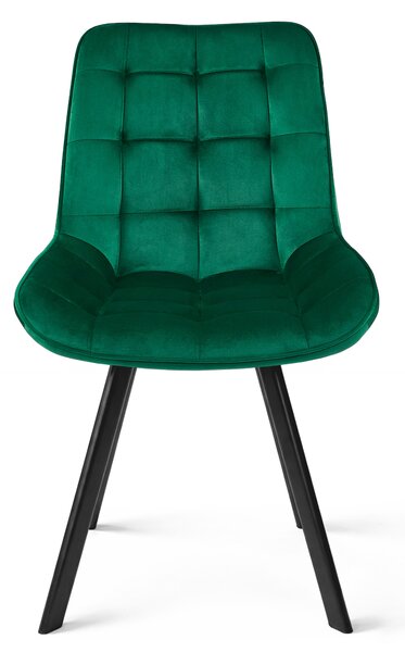 Scaun de masa SORIA VELVET cu picioare negre, verde