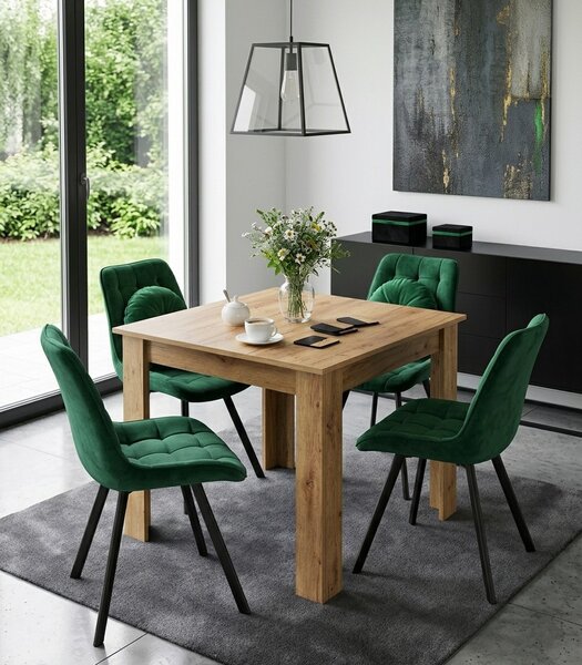 Scaun de masa SORIA VELVET cu picioare negre, verde