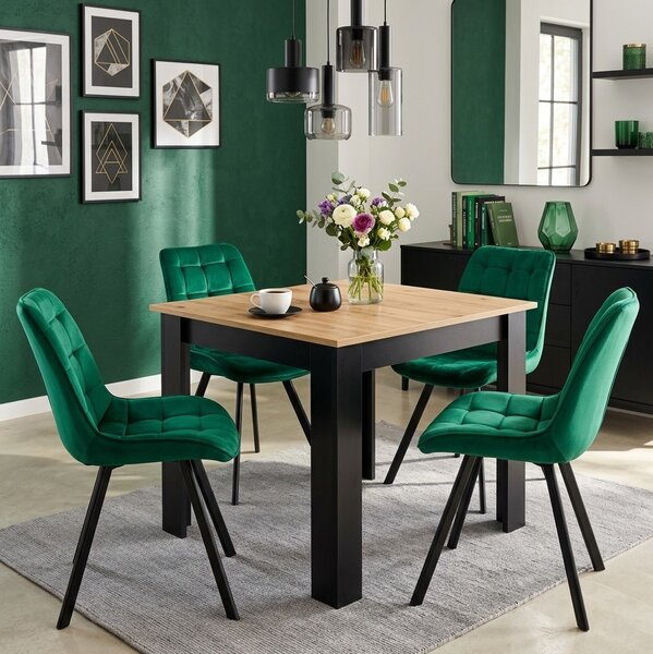 Scaun de masa SORIA VELVET cu picioare negre, verde