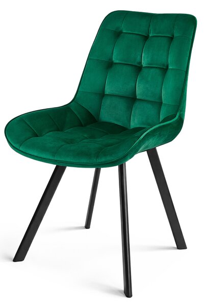 Scaun de masa SORIA VELVET cu picioare negre, verde