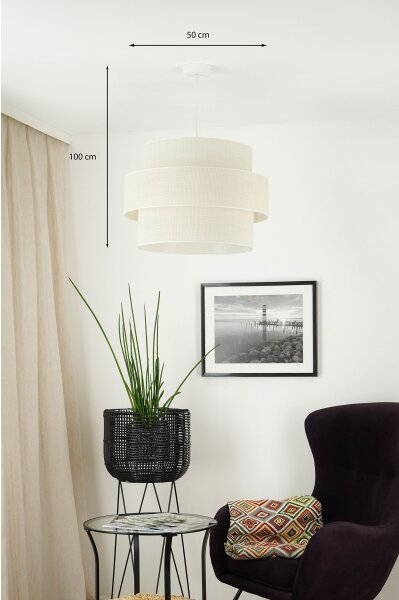 Lustră pe cablu Brilagi SPACE YUTE 1xE27/15W/230V d. 50 cm crem/alb