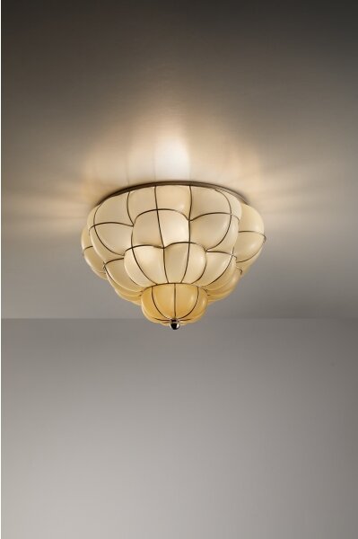 Plafonieră SIRU POUFF 3xE27/60W/230V crom/bej sticlă venețiană