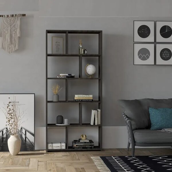 Biblioteca modern Jordan culoare antracit 162 cm