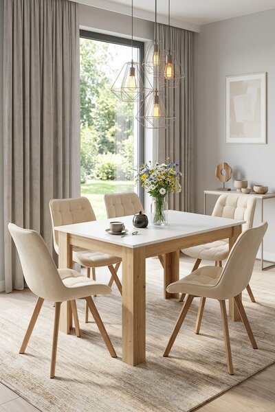 Scaun de dining SORIA VELVET, bej deschis